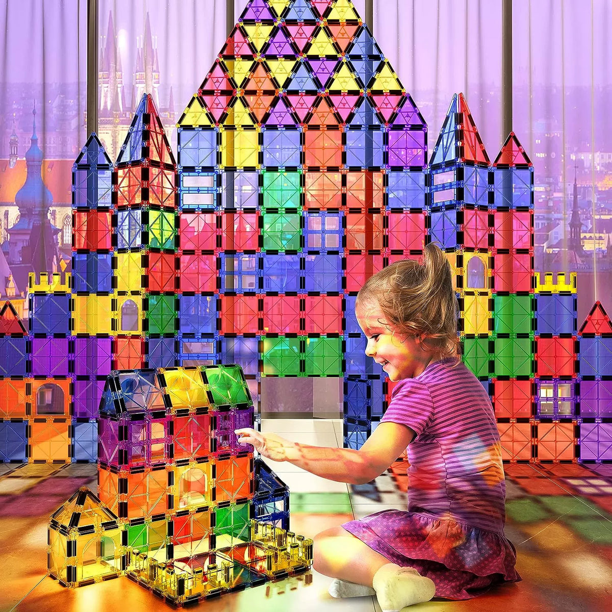 Magnetic Tiles STEM Set — Large 100+ Piece Magnet Blocks | EN71 Certified | UK Fast Delivery