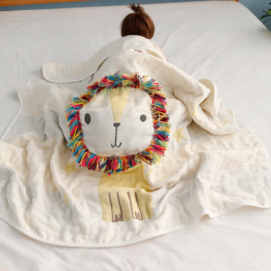3D Lion Cotton Muslin Swaddle — Breathable Baby Blanket | 100% cotton muslin Certified | UK Fast Delivery