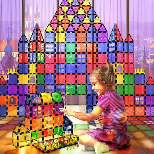 Magnetic Tiles STEM Set — Large 100+ Piece Magnet Blocks | EN71 Certified | UK Fast Delivery